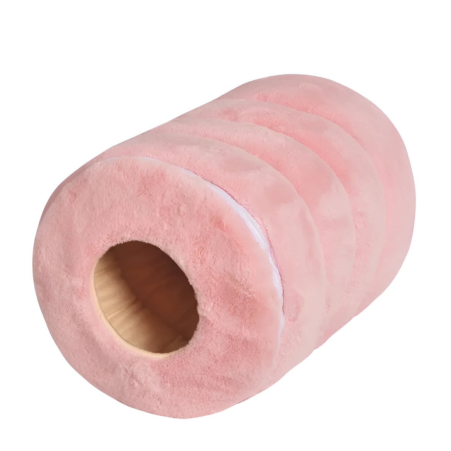 Warm cloth pet nest with small rabbit fur in camel colour, 50x33cm size