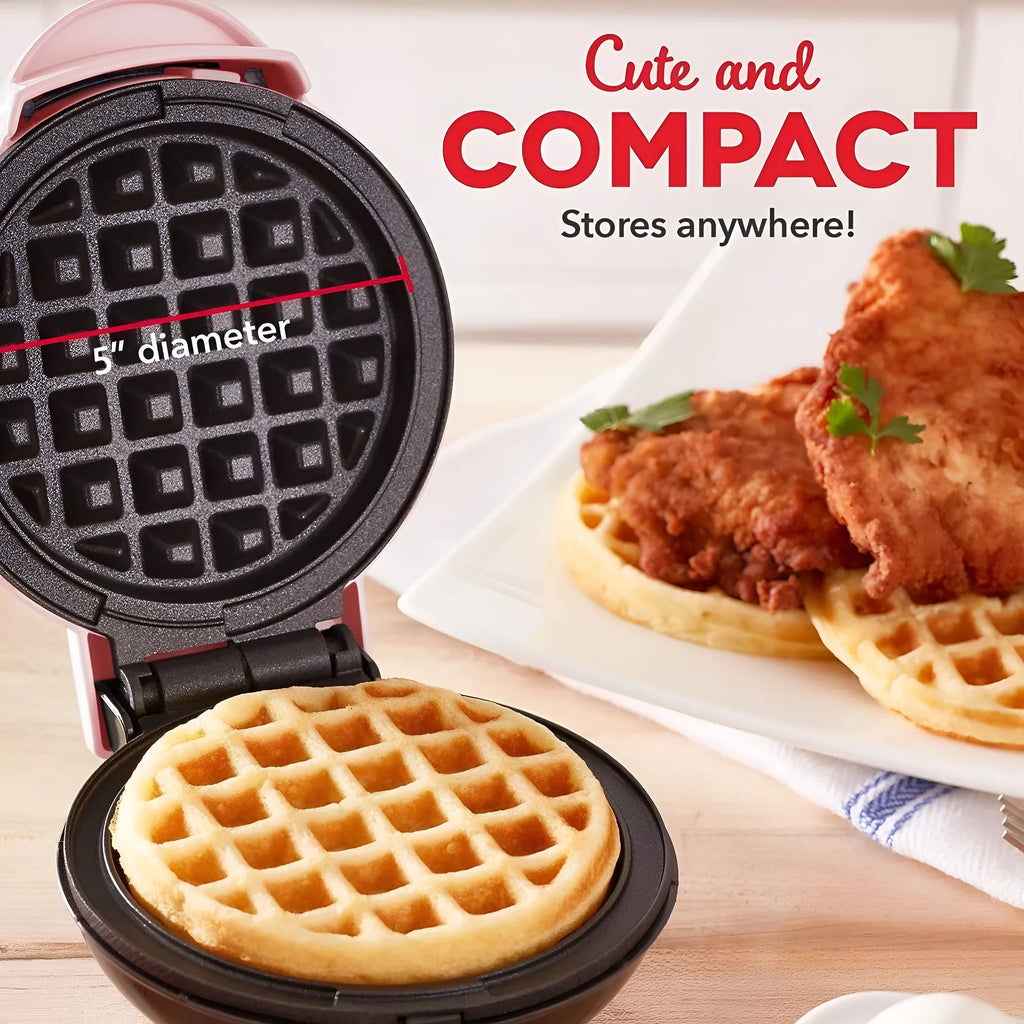 Mini waffle machine in white with electric heating tube, 16.5cm size