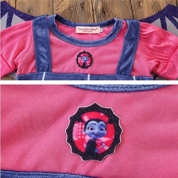 Blue cotton princess Halloween dress for toddlers with short sleeves