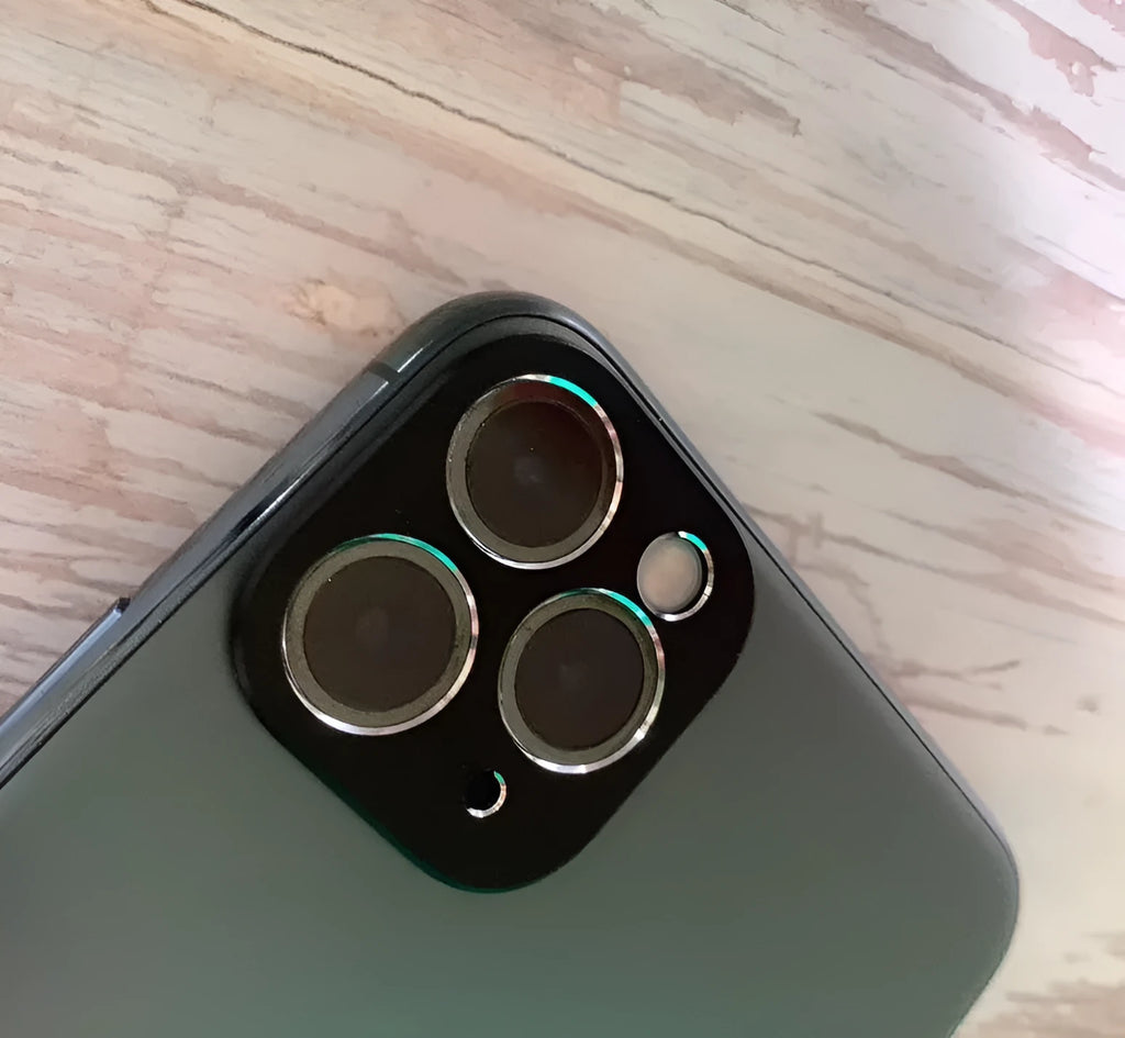 Metal lens protection ring for iPhone 11 and iPhone 11 Pro in various colour options.