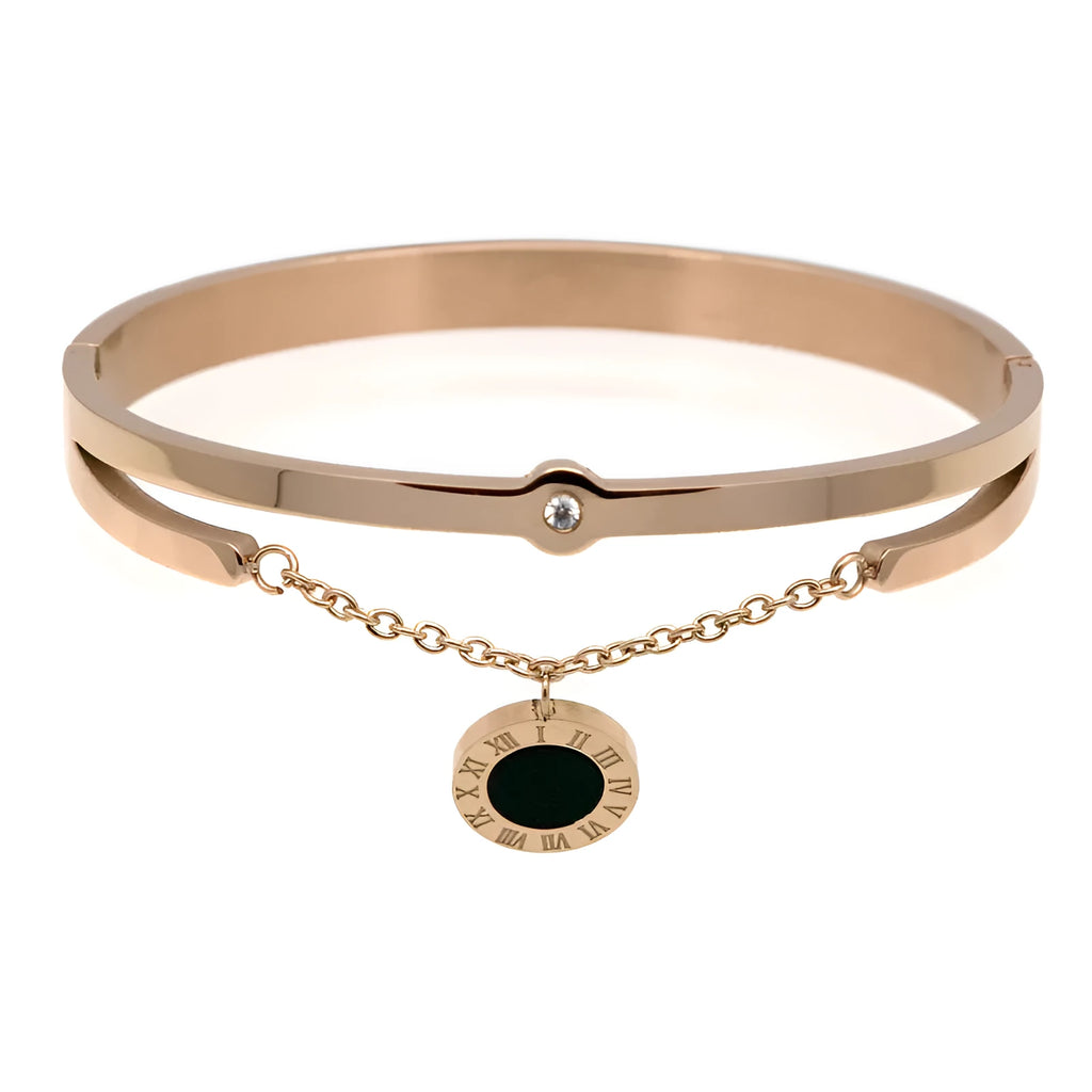 Metal numbers Rome fringed bracelet for women in gold colour with zinc alloy construction and 17cm perimeter