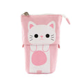 Korean-style round canvas pencil case with cartoon patterns in 19x7.5x12.5cm dimensions