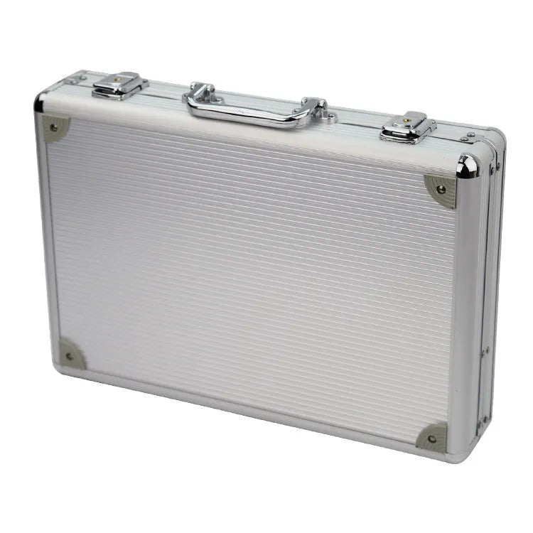 24-slot aluminium alloy watch display box in metal finish, portable size 38x26x8 cm