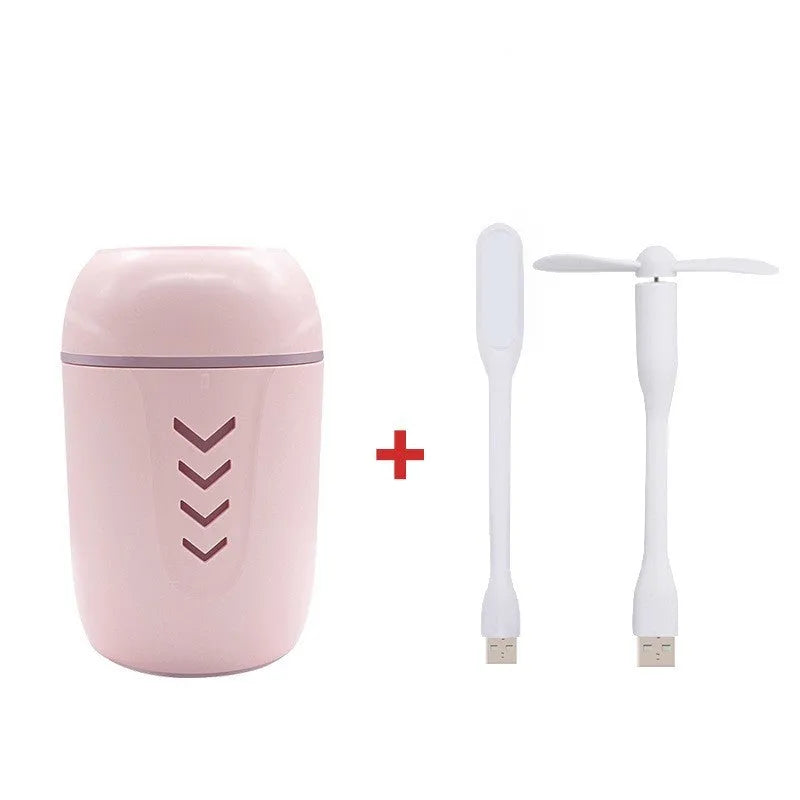 Portable column-shaped car humidifier with aromatherapy function in blue, white, or pink colours