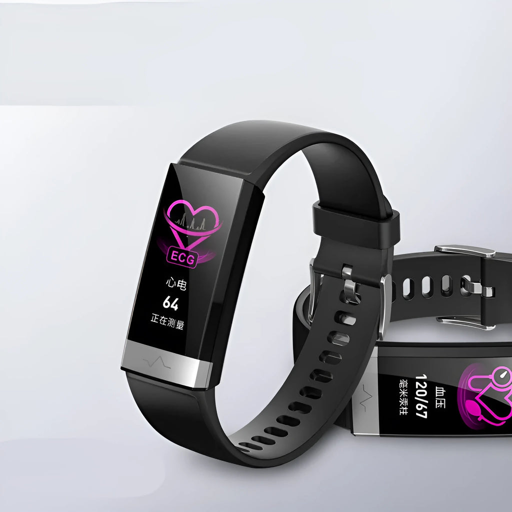 V19 Smart Bracelet fitness tracker with colour screen and black TPU strap on a wrist