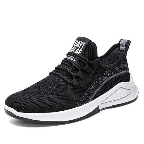 Women casual breathable mesh walking flat shoes with white flying woven upper and MD outsole