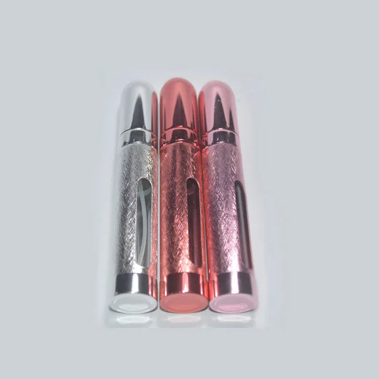 12ml bullet-shaped aluminium travel perfume bottle with glass liner in blue, gold, pink, red, silver, or violet
