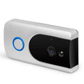 Smart WiFi video doorbell in grey or silver with 720P camera and 166° wide-angle lens for two-way intercom and PIR motion detection.