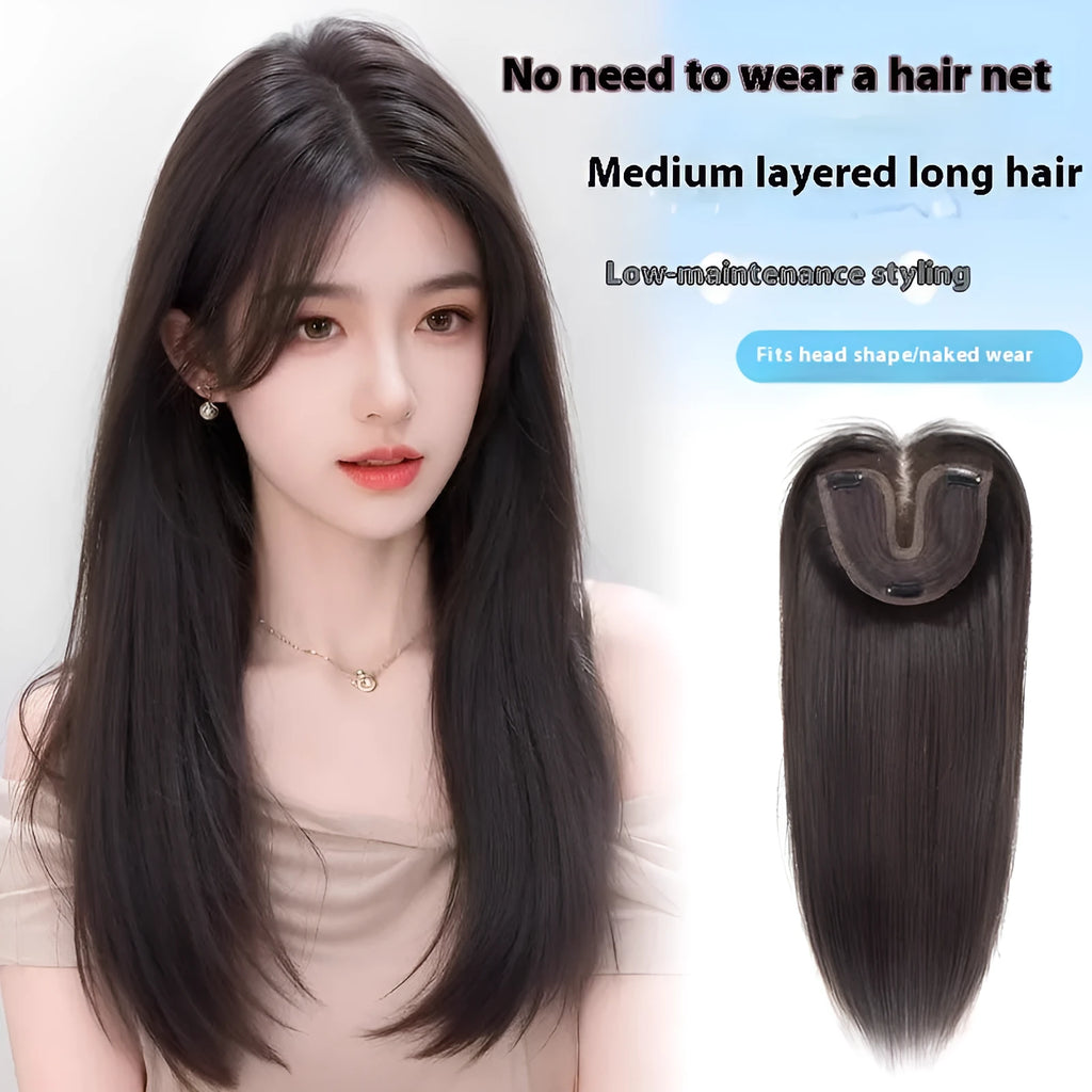 Women's full-head artificial hair wig with Chinese character bangs brown black colour