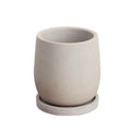 Round cement flower pot with 11cm bottom diameter, natural colour, Chinese style desktop planter
