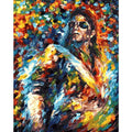 DIY digital painting kit showing 40x50cm canvas with body painting design, three brushes, and hooks