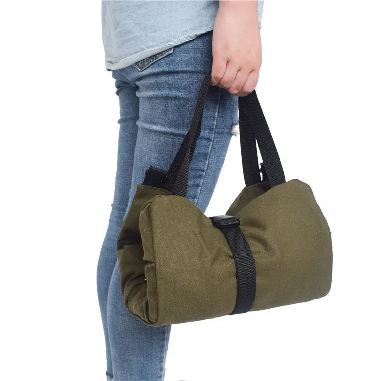 Multifunctional canvas hanging storage bag 49x29cm in khaki, army green, and black for car organisation