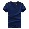 Men's cotton short sleeve v-neck t-shirt available in Army Green, Black, Gray, Navy, White sizes S-XXXXXL
