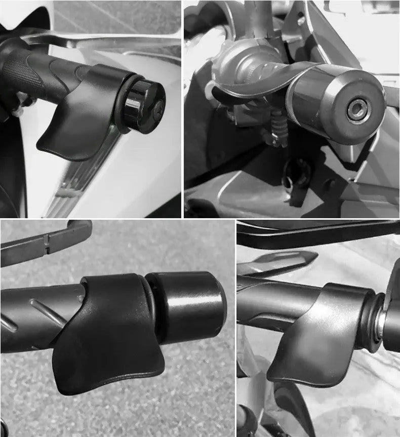 Black motorcycle booster cruise assist throttle rest on handlebar for long distance riding