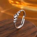 Retro silver copper open ring with heart shape for women