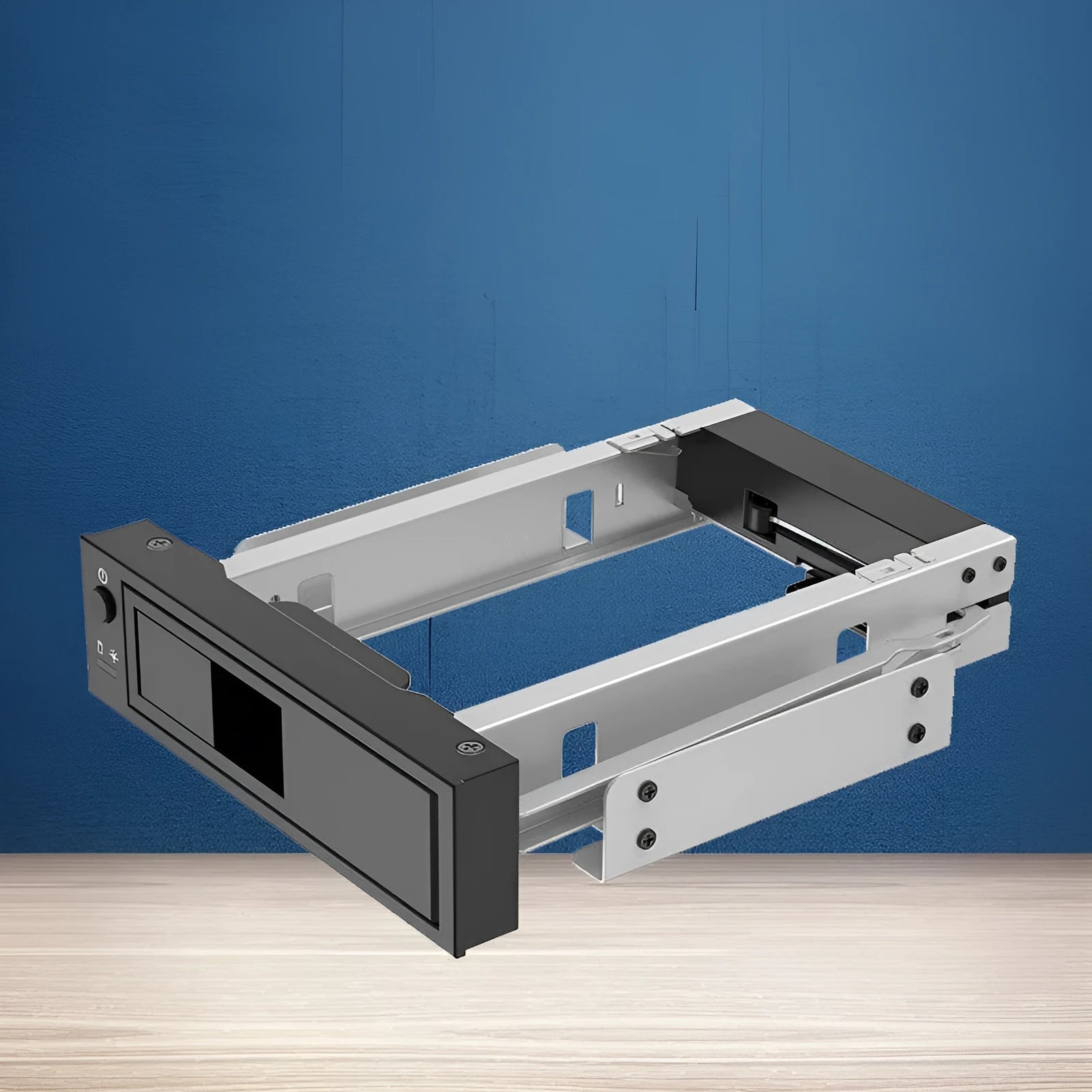Black vertical hard disk tray for desktop computer CD-ROM bay mounting