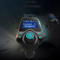 Black car Bluetooth hands-free device with FM transmitter, USB port, and TF card slot
