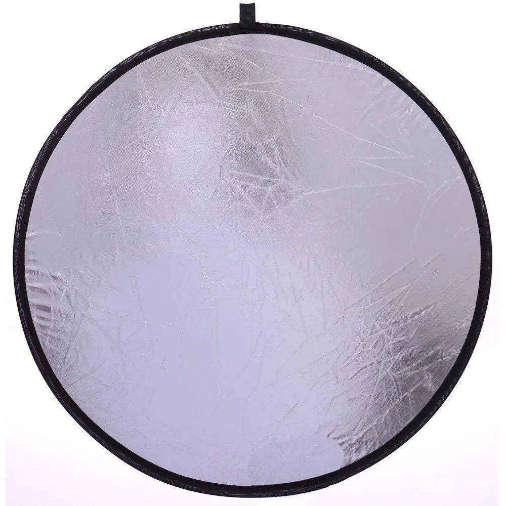 Round 60cm 5 in 1 collapsible photography reflector with gold silver white black translucent surfaces and carrying case