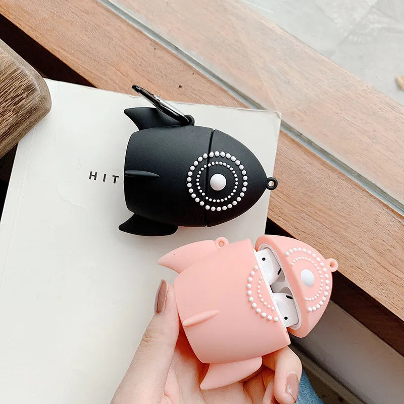 Black and pink silicone protective case covers for Apple AirPods 1 and 2 charging case