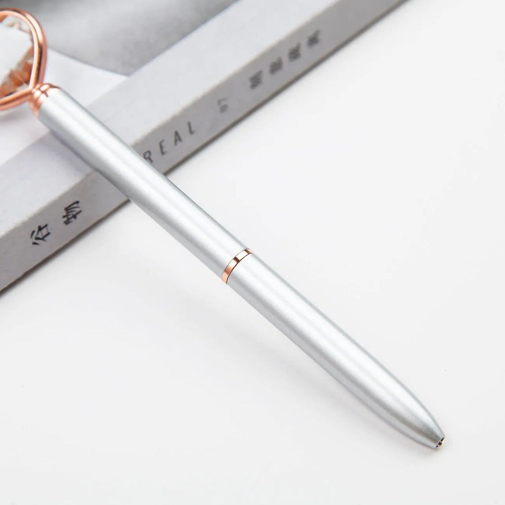 Creative Crystal Love Ball Diamond Metal Pen in golden, rose gold and silver colours