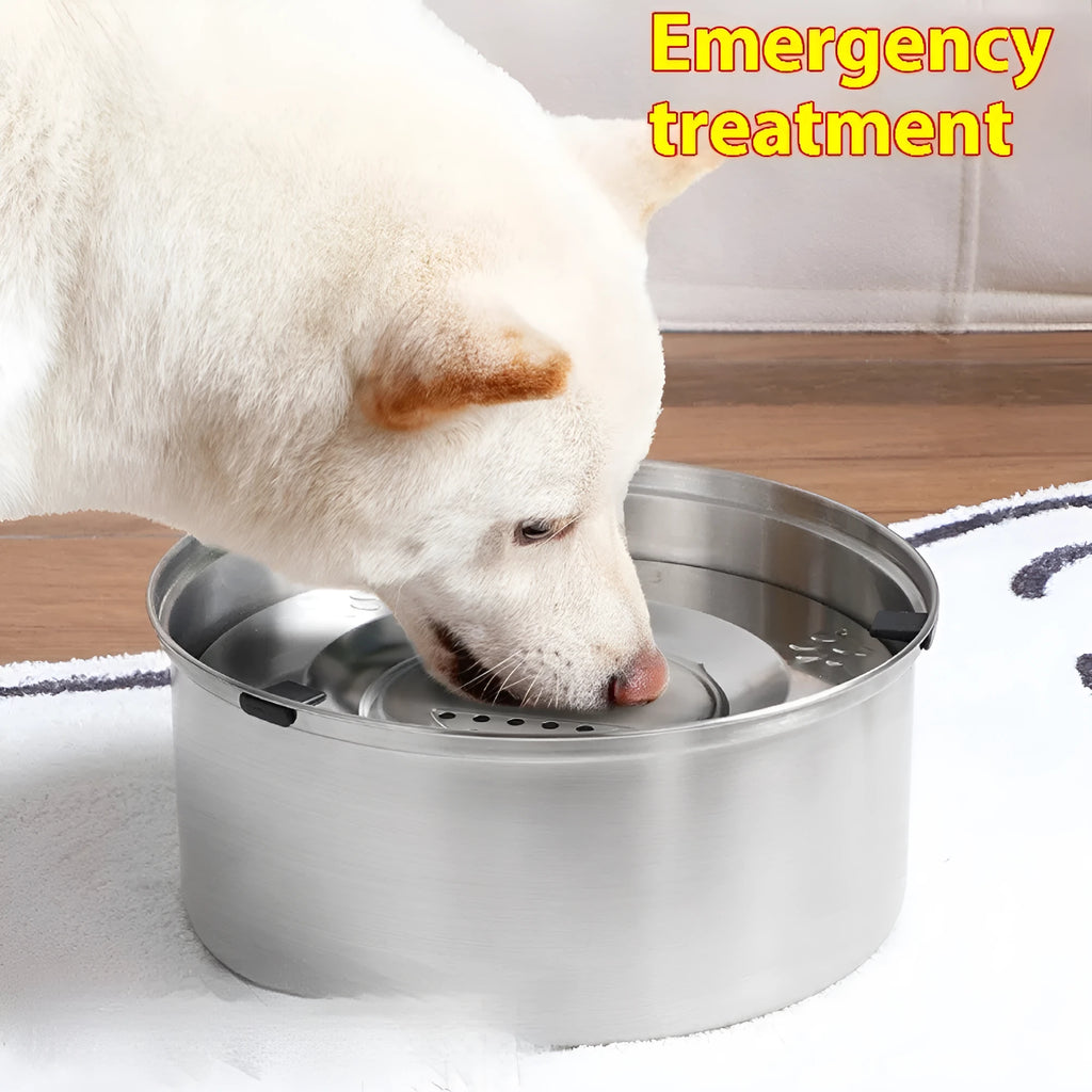 Silver stainless steel large capacity pet water bowl for dogs and cats with 304 material construction