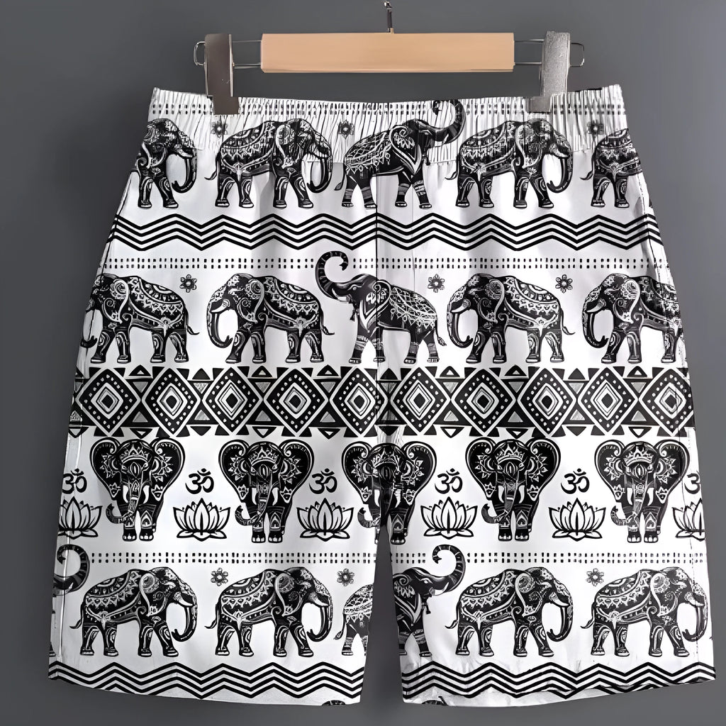 Men's polyester outdoor sport shorts in multiple patterns and colours with size range up to 5XL