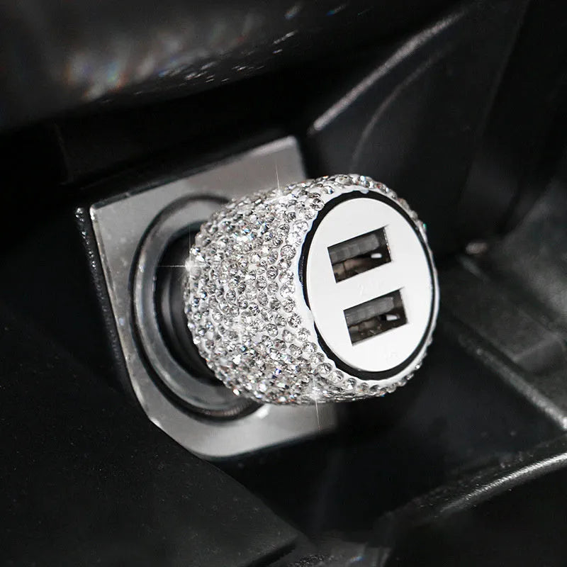 Diamond pattern car charger for vehicle cigarette lighter in multiple colour options