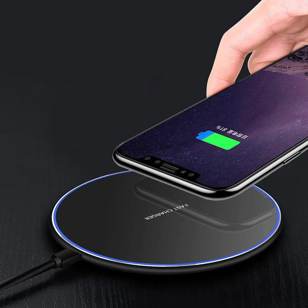 10W metal Qi wireless charger ultra-thin 100mm pad with Micro USB cable white
