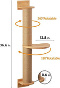 Wooden wall-mounted cat climbing frame with sisal rope scratching post and elevated platform