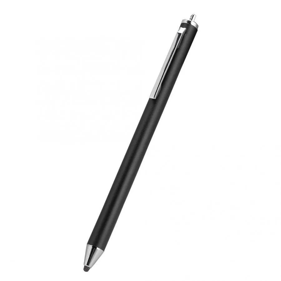 A metal-shell stylus pen with a fine tip for phone and tablet touch screens.