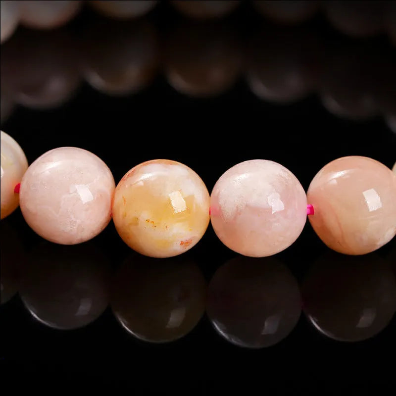 Natural cherry agate bracelet with geometric round beads in sweet style for women