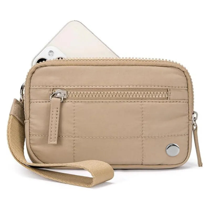 Waterproof quilted women's handbag with transparent deck section in solid colour