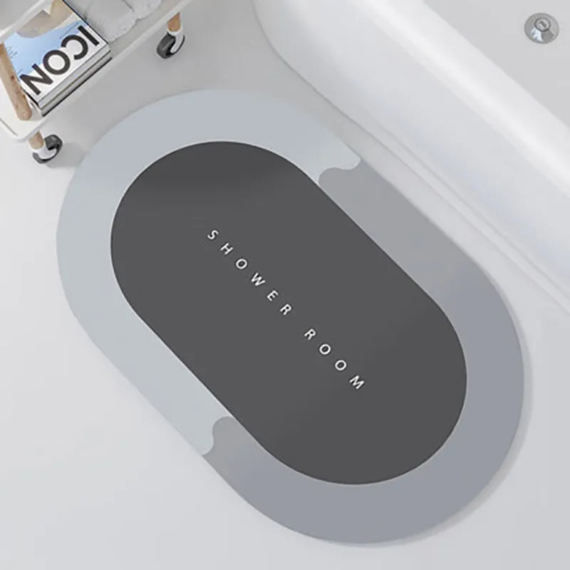Bathroom absorbent cushion in oval shape artificial leather quick-drying carpet 40x60cm