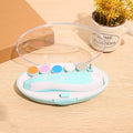 Blue and pink baby electric nail polisher file for infants and toddlers aged 0-3 years.