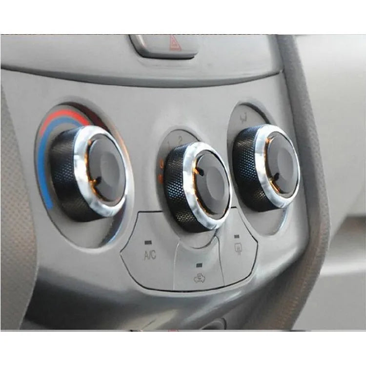 Three black aluminium alloy air conditioning knobs for Chevrolet Lefeng and Lechi vehicles.