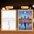 Cross Redemption modern rectangle LED light painting photo frame with illuminated artwork on man-made board