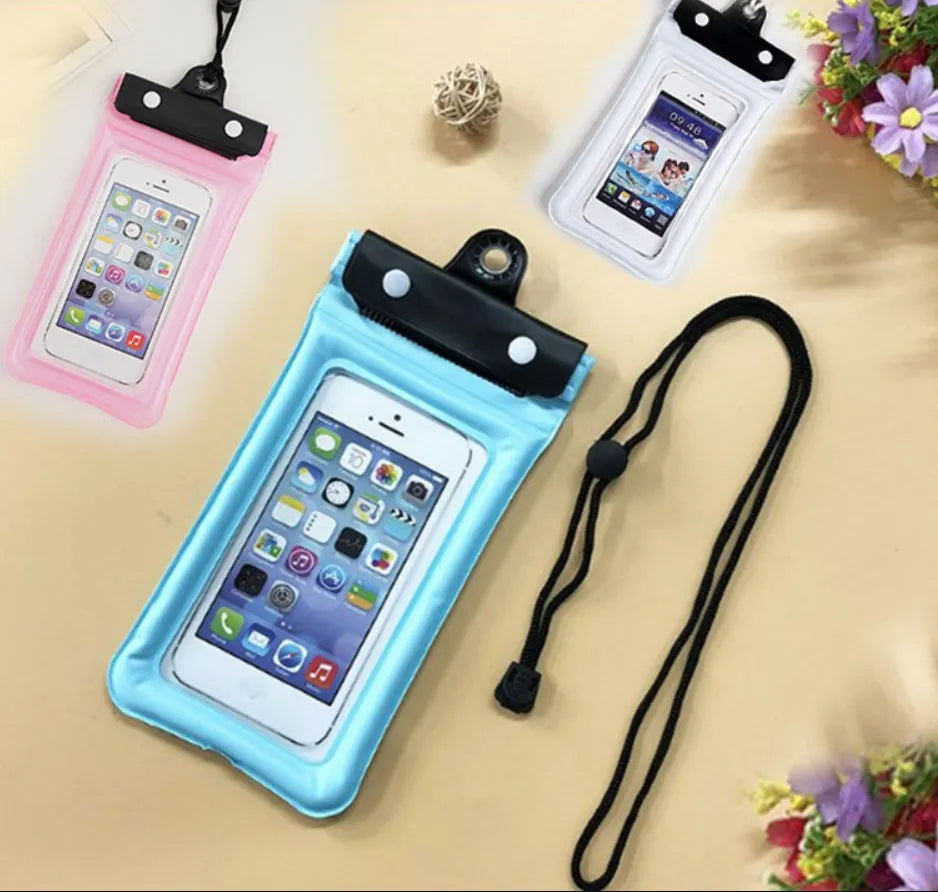 Mobile waterproof bag PVC phone pouch with three-layer seal, 6 inch capacity, 12 colours