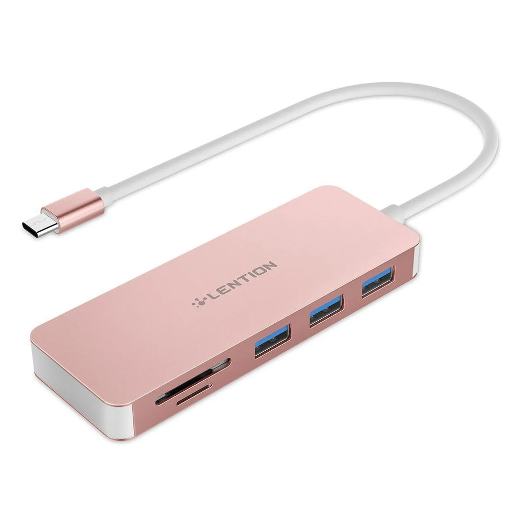 USB 3.0 hub with 3 USB ports, SD and TF card slots, 11.4cm cable, dark grey