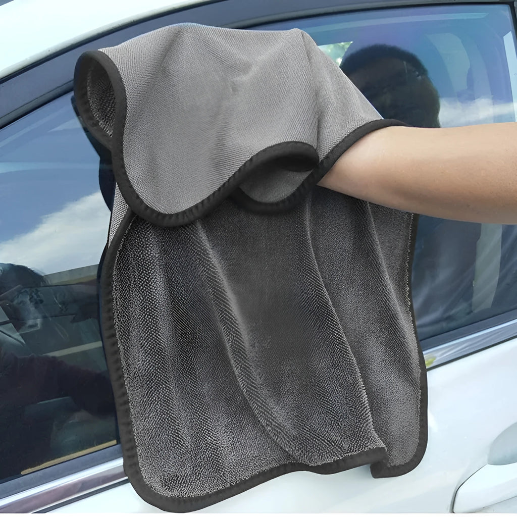 Grey 40x40cm microfiber car wash towel for drying vehicles