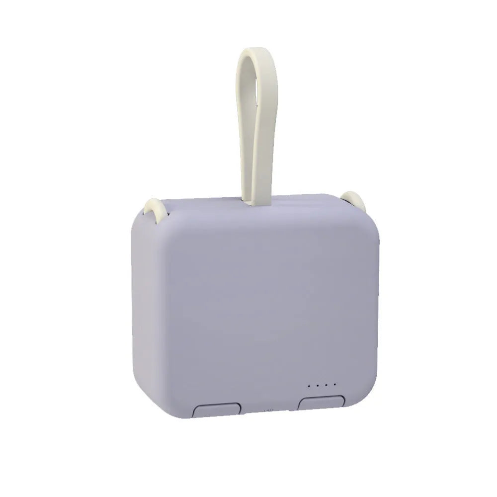 Handbag clip-on power bank with phone stand function in blue, green, red, or white.