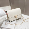 Women's small square messenger bag in PU leather with chain strap and cover flap closure