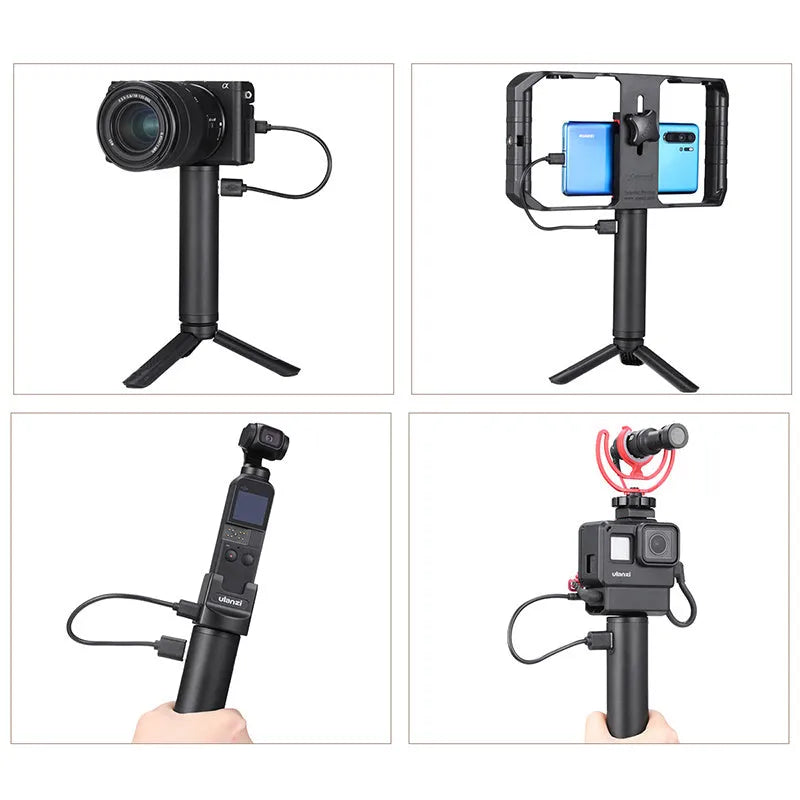 Black aluminium alloy power bank handle showing its size and integrated carry handle.
