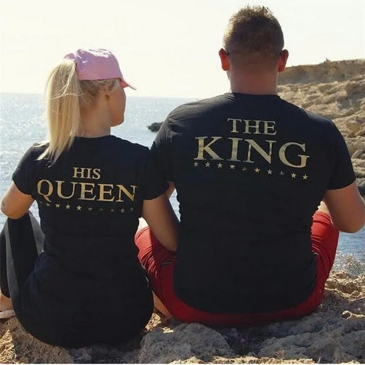 Printed black short sleeve T-shirt for men and women, knitted polyester fabric, straight fit, front view