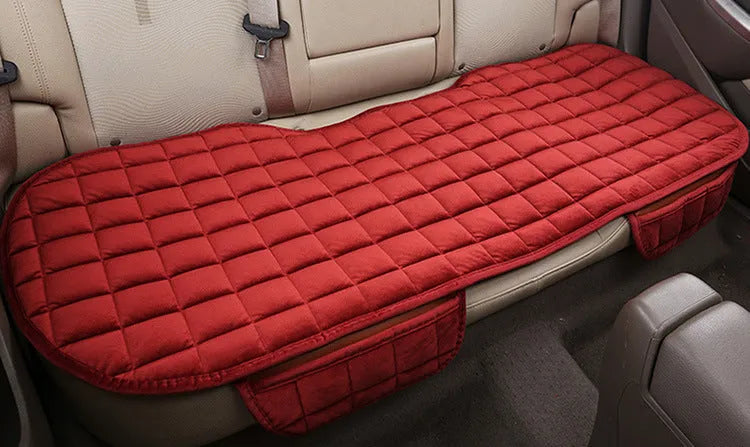 Winter car cushion without backrest in plush material, two-seat style, beige colour