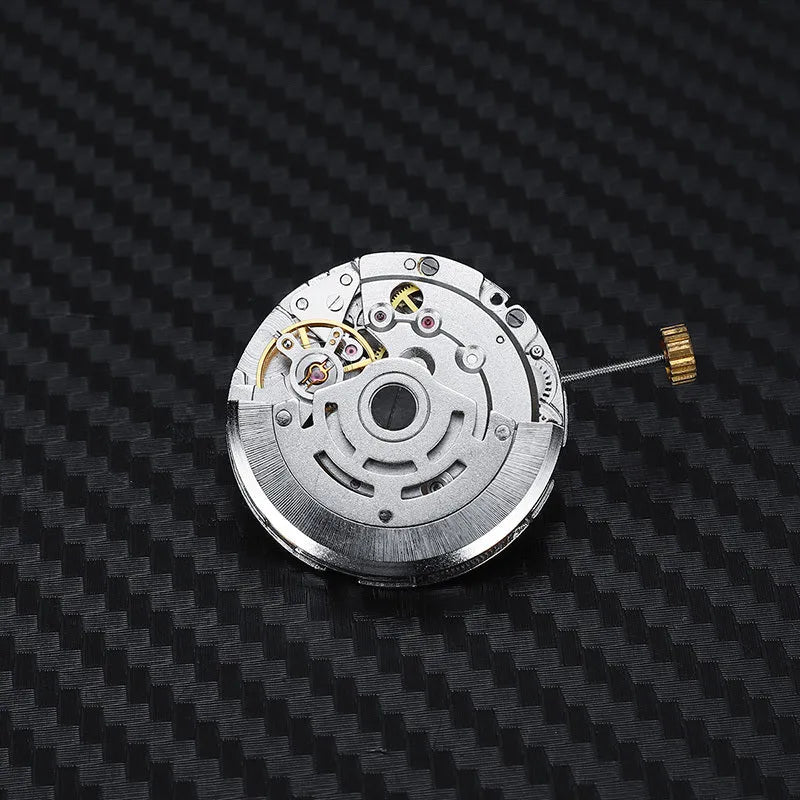 8215 automatic watch movement replacement with silver stainless steel mechanism measuring 25mm diameter