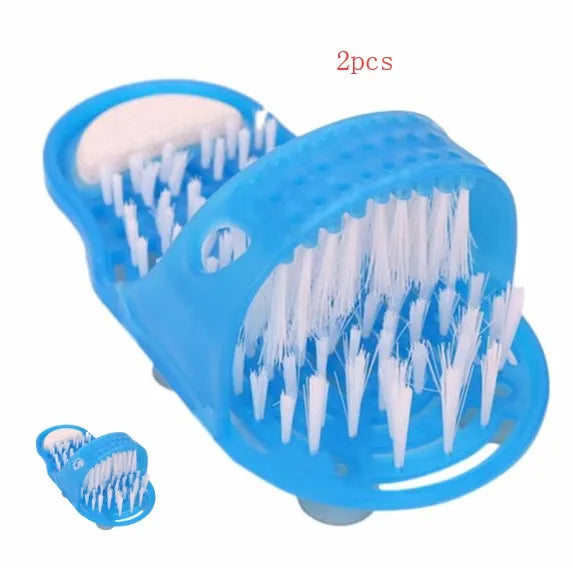 Plastic shower feet slipper with suction cup base and built-in pumice stone for cleaning feet without bending
