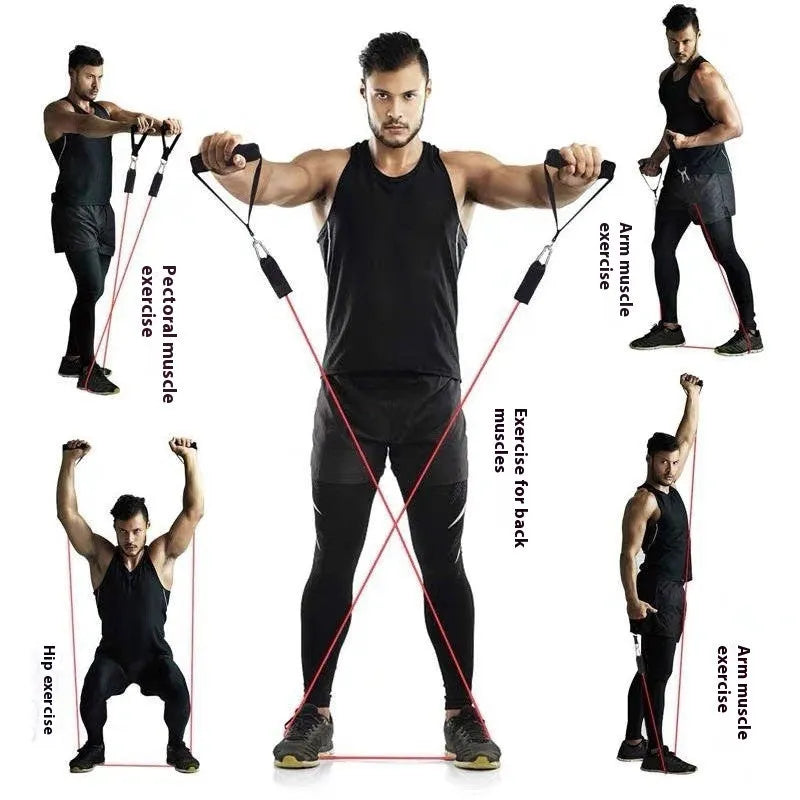 Multi-functional door sports 11-piece set with a combination pulling rope for home fitness training.