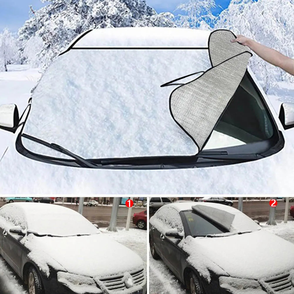 Car snow protection and sunshade cover in aluminium film fabric, size 130 by 70 cm