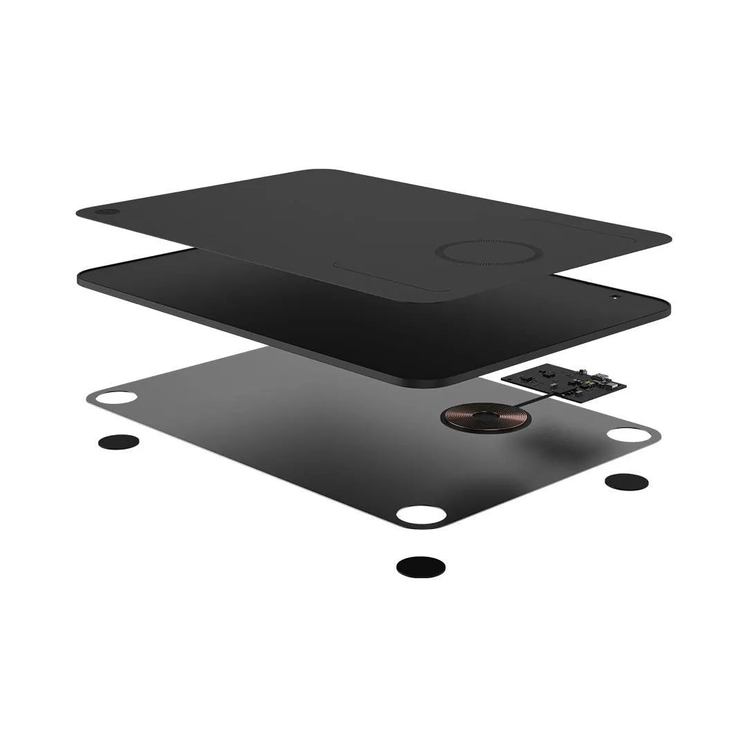 Mi Wu M07 black wireless charging mouse pad, one-sided, 300x210x5mm, ABS aluminium alloy PU leather silicone