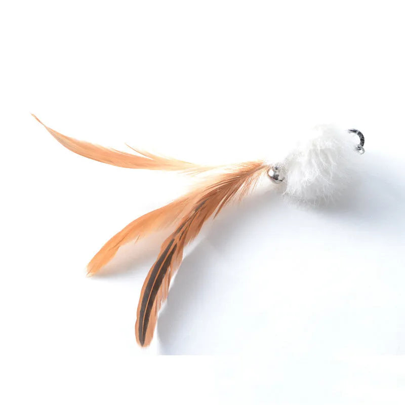 Cat pole toy with five feather replacement heads and 85cm combined length for interactive play
